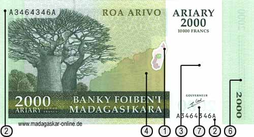 Vorderseite des neuen 2000 FMG Geldscheines